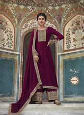Salwar Suit of Dola Silk in Hot Pink
